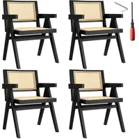 Tectake Armlehnstuhl Lissy Holz schwarz 4er Set