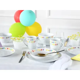 CreaTable Teller-Set Happy Birthday 12-tlg. bunt/weiß