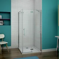 120X90X195cm NANO-Glas Scharniertür+Seitenwand(90cm) Eckeinstieg Duschkabine Duschabtrennung Duschtür Dusche - Transparent/Silber