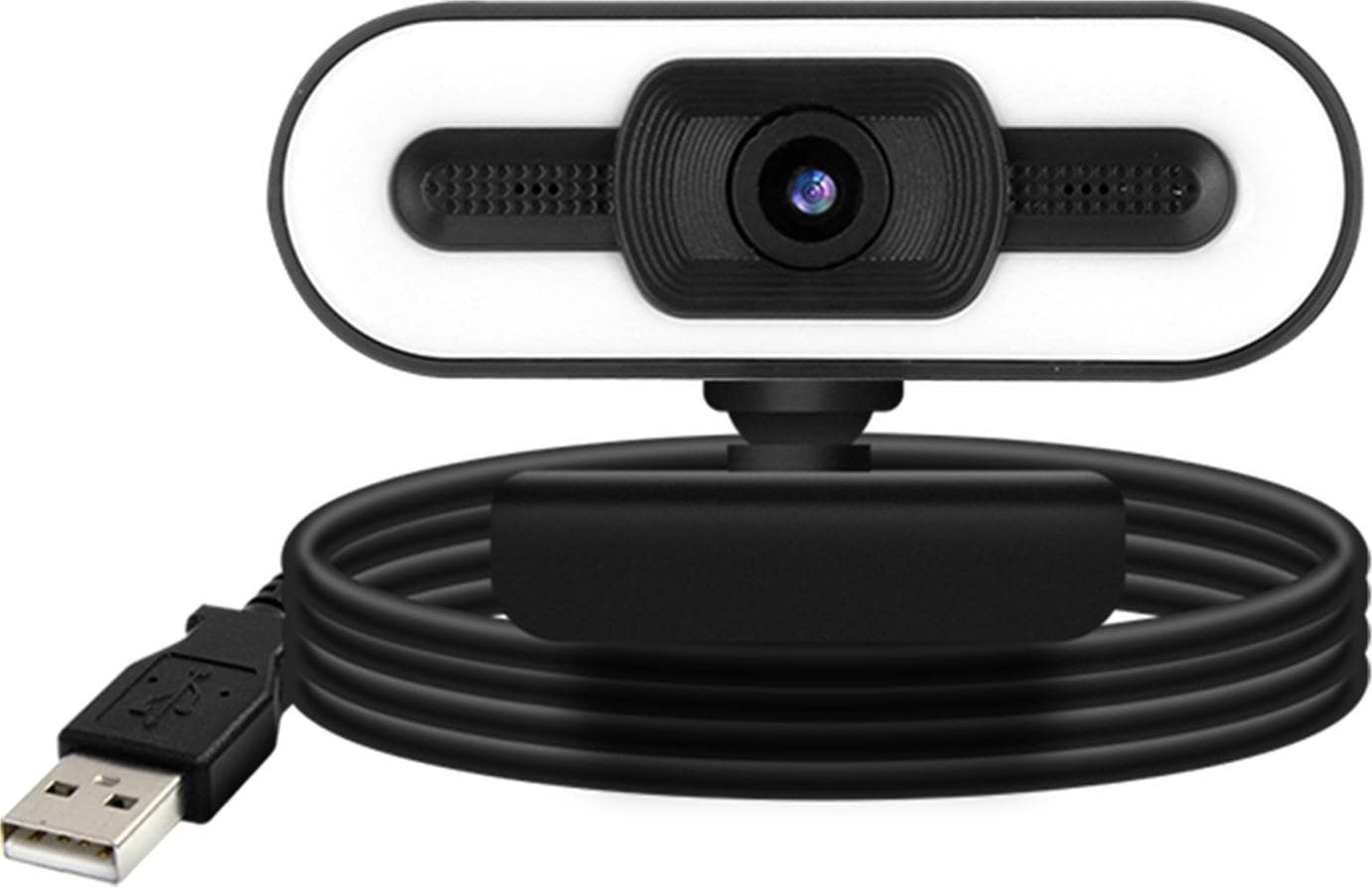 Avizar 1080P HD-Weitwinkel-Streaming-Webcam mit LED-Licht + Mikrofon - Schwarz (1080 Mpx), Webcam, Schwarz