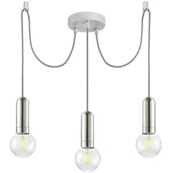 Pendelleuchte, stahlfarben, Retro-Design, E27 Fassung, modern, 3-flammig