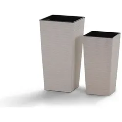 SIENA GARDEN Pflanzgefäß »ECO Nizza«, Kunststoff/Holzfaser, weiß, rechteckig - weiss