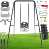 Kidiz KIDIZ® Babyschaukel mit Gestell 3-in-1 Indoor & Outdoor Kinderschaukel mit Metallständer höhenverstellbar Schaukelgestell + 4 Sandsäcke & Sicherheitsgurt Mitwachsender Schaukelsitz