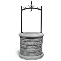 Casa Padrino Jugendstil Gartenbrunnen Grau / Schwarz Ø 105