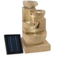 Blumfeldt Korinth Zierbrunnen Gartenbrunnen 3W Solar LED Sandsteinoptik Beiger Stein