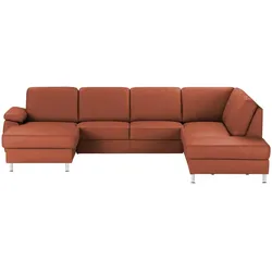 meinSofa Wohnlandschaft mit Sitz- und Rückenbezug aus Leder Kathi , rot , Maße (cm): B: 309 H: 86 T: 235