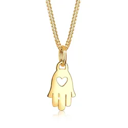 Kette mit Anhänger ELLI PREMIUM "Hand der Fatima Herz Symbol Talisman 585 Gelbgold", gold, Halsketten, Damen, 45, ohne Stein, Gelbgold 585, L: 45cm