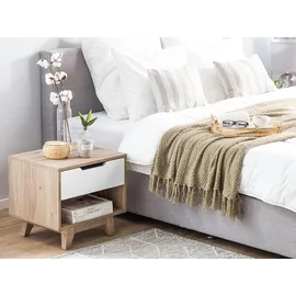 Beliani Nachtschrank Spencer 50 x 40 x 46 cm Braun/Weiß