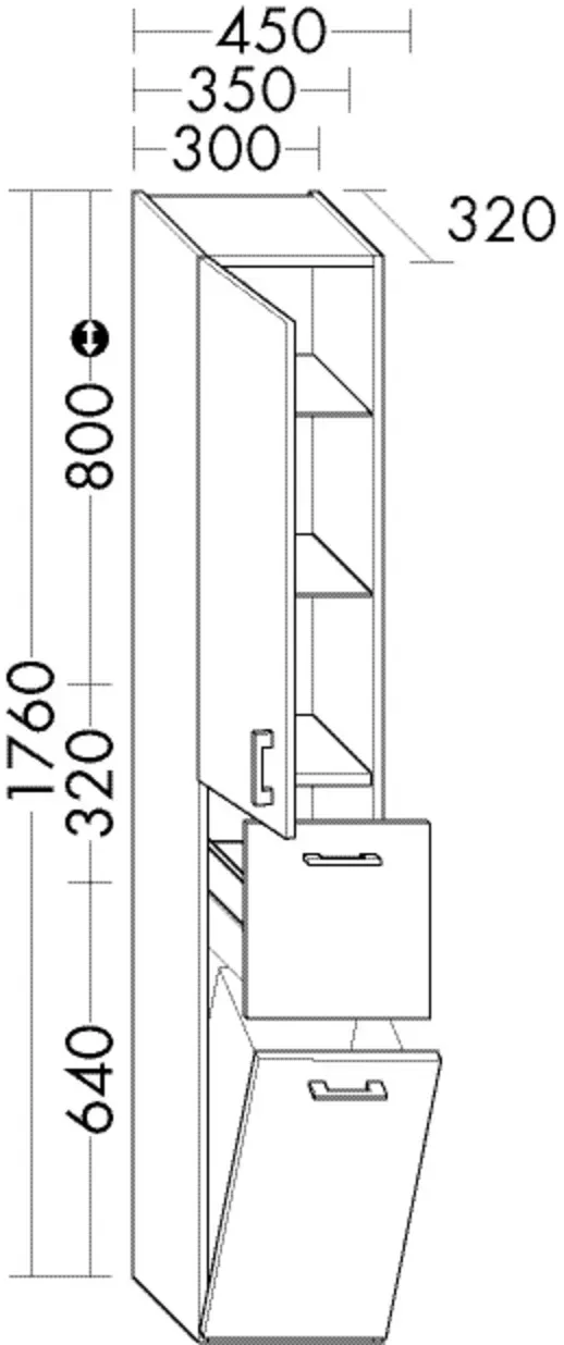 Burgbad Hochschr.Sys30 PG3 Diago 1760x300x320 Dunkelgrau Solid Matt, HSZL030LF3357 HSZL030LF3357