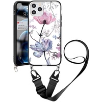 Yoedge Handykette Kompatibel mit iPhone 11 Pro MaX Hülle mit Kordel Umhängenhülle Smartphone Necklace Hülle mit Band 6,5", Silikon Handy Schutzhülle TPU Bumper Cover mit Kette abnehmbar, Blume