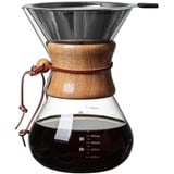 kaffeemaschine mit mahlwerk,Übergieß-Kaffeemaschine,Doppelschichtiger Filter Für Isolierung Und Dekorative Präsentation, V-Auslauf-Kaffeemaschine Mit Holzhülse, Rostbeständiger Papierloser Edelstahl