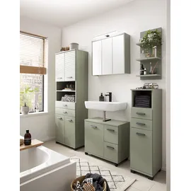 WELLTIME Palermo Hochschrank 59,8 x 180,9 x 32,6 cm Grün Kunststoff/Metall/MDF/Massivholz
