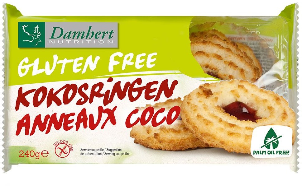 Damhert Coco Anneaux aux Fruits Sans Gluten 240 g Cookies
