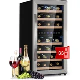 Klarstein - Weinkühlschrank Freistehend, Kleiner Getränkekühlschrank Schmal, 2 Zonen Weinkühlschrank mit Glastür, Indoor/Outdoor Beersafe,