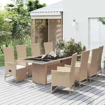 vidaXL Garten-Essgruppe 9-tlg. Beige