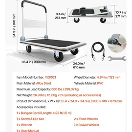 Vevor Plattformwagen Klappbar 300 kg