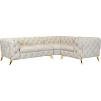 LEONIQUE "Amaury L-Form«, moderne Chersterfield-Optik, Breite 262 cm, Fußfarbe wählbar