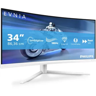 Philips Evnia 34M2C5501A 86,36cm (34") WQHD VA Curved Gaming Monitor 21:9 HDMI/DP/USB 180Hz 0.5ms Ambiglow