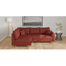 Home Affaire »CHARRE L-Form mit Ottomane, Maße B/T/H: 231/161/81 cm«, feine Steppung, lose Rücken- und Zierkissen, auch in Cord und Bouclé, rot