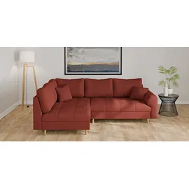 Home Affaire »CHARRE L-Form mit Ottomane, Maße B/T/H: 231/161/81 cm«, feine Steppung, lose Rücken- und Zierkissen, auch in Cord und Bouclé, rot