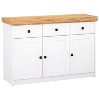 Homestyle4u Kommode Sideboard Eiche Weiß Massiv Schrank mit Schubladen