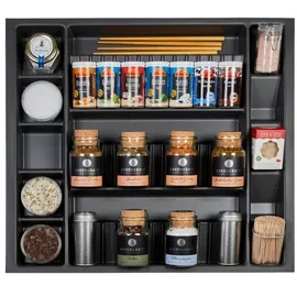 SO-Tech Orga-Box I Multi-Gewürzdoseneinsatz 513 x 473 x mm Lavagrau mit Perlstruktur Multi-gewürzglaseinsatz Für Tandembox Antaro/Intivo u. Modernbox im 60er Schrank Schubladeneinsatz