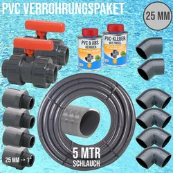 25 mm PVC Klebe Fittings Verrohrungspaket Pool Schwimmbad Schlauch FLEX (1) -  ..."