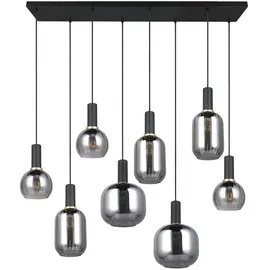 Trio Leuchten Pendelleuchte Diva 319800832, Metall Schwarz matt, Glas Chrom bedampft, exkl. 8x E27