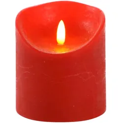 CASAYA LED Kerze, 3D Rustic FLAME, Ø 9 cm, rot, Timer, 10607