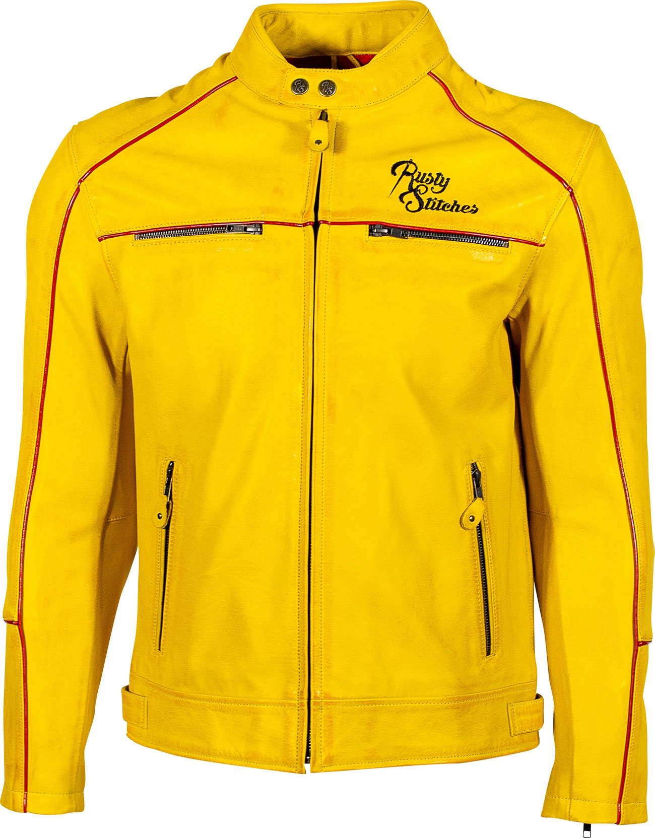 Rusty Stitches Chase, veste en cuir - Jaune/Noir - 4XL