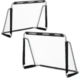 Relaxdays Fußballtor 2er Set, Kinder & Erwachsene, HBT: 110 x 150 x 75 cm, Metall, stabile Tore Fußball, schwarz