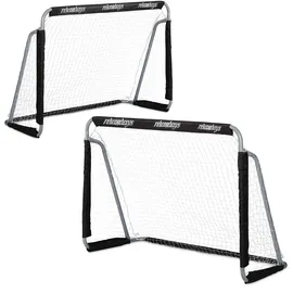 Relaxdays Fußballtor 2er Set, Kinder & Erwachsene, HBT: 110 x 150 x 75 cm, Metall, stabile Tore Fußball, schwarz