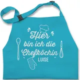 Kinderschürze Schürze Kinder Jungen Mädchen - Kochschürze - Hier bin ich die Chefköchin mit Name I Köchin Geschenk I Geschenk Kochen - 2-6 Jahre - Türkis - kinderkochschürze koch - 2-6 Jahre