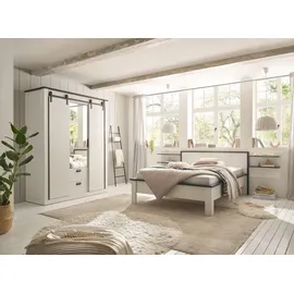 furn.design Kleiderschrank 3-türig 162 x 209 cm Pinie weiß anthrazit