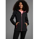 Softshelljacke OCEAN SPORTSWEAR "aus recyceltem Polyester", Damen, Gr. 36, schwarz, Softshell, Obermaterial: 96% Polyester, 4% Elasthan. Innenseite: 100% Polyester. Kapuzenfutter: 65% Baumwolle, 35% Polyester, kontrastfarbene Details, unifarben mit Farbeinsatz, hüftbedeckend, hoch geschlossener Ausschnitt, Rippbündchen, Jacken Softshelljacke, atmungsaktiv, wasserabweisend, windabweisend, Übergangsjacke