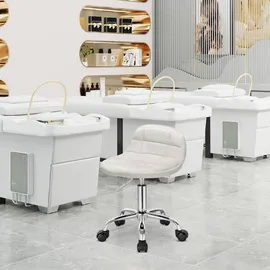 Woltu Bürohocker mit Rollen Samt 0 x 0 x 0 cm Weiß