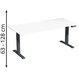 Geramöbel Schreibtisch Elevate Plus, elektrisch höhenverstellbar, HxBxT 630-1.280 x 1.800 x 800 mm, weiß/anthrazit