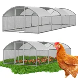 Jiubiaz Freilaufgehege 3 X 8 X 2m Mit Sonnendach Und Verzinkten Gitterstäben, Außengehege Als Voliere Hühnerstall Oder Hasenstall, Kleintiergehege Mit Riegel