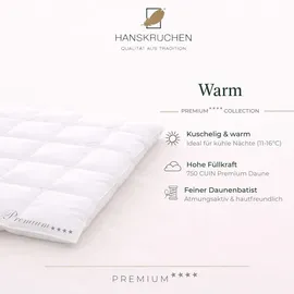 HANSKRUCHEN GmbH Hanskruchen® Daunendecke 155x220 cm Warm 100% Daunen waschbar Allergiker Winterdecke atmungsaktiv Bettdecke weiss - Weiß