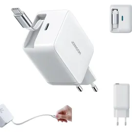 Joyroom JR-TCL06 67W GaN Wandladegerät mit integriertem einziehbarem USB-C-Kabel - Weiß