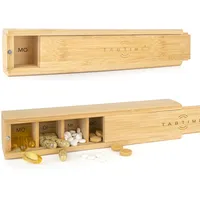 Wöchentlicher Bambus-Pillenspender – Pillen Organizer aus Holz, 7-Tage Medikamentendispenser – Pillendose Holz & Tablettenbox für Vitamine und Medikamente​