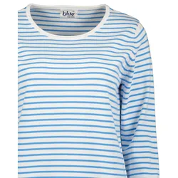 Strickpullover BLUE SEVEN "Blue Seven Pullover REPEAT MARKETPLACE", Damen, Gr. 40, 515, mittelblau, 100% Baumwolle, Rundhals, Langarm, Pullover