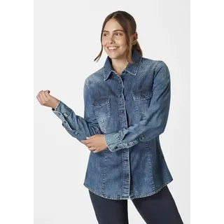 Paddock's Jeansbluse Damen Jeanshemd aus reiner Baumwolle blau XL