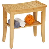 Relaxdays Badhocker aus Bambus Braun