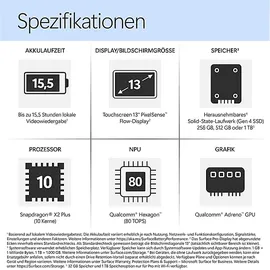 Microsoft Surface Pro 12 Copilot+ PC Snapdragon X2 Plus 16 GB RAM 512 GB SSD Schwarz EP2-73285