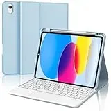 IVEOPPE Tastatur für iPad 10. Generation, Hülle mit Tastatur für iPad 10 10.9" 2022, Bluetooth Magnetisch Abnehmbare QWERTZ Touchpad Hülle Tastatur für iPad 10 Generation 10,9 Zoll, Babyblau