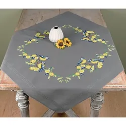Stickmitteldecke"Blaumeisen"