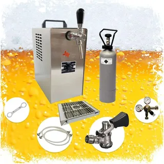 ich-zapfe Komplett Set - Zapfanlage, Bierzapfanlage JET 30 Bierkoffer, Durchlaufkühler 1-leitig Trockenkühler, bis zu 35 Liter/h,
