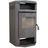 Kaminofen Prismo Top und Teefach Platte, 6,4 kW, Zeitbrand, Stein Top und Teefach-Platte schwarz