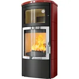 Kaminofen Hark Roma GT ECOplus 7 kW - Ofenkacheln: brillant-rot - Korpus: graphit/verchromt
